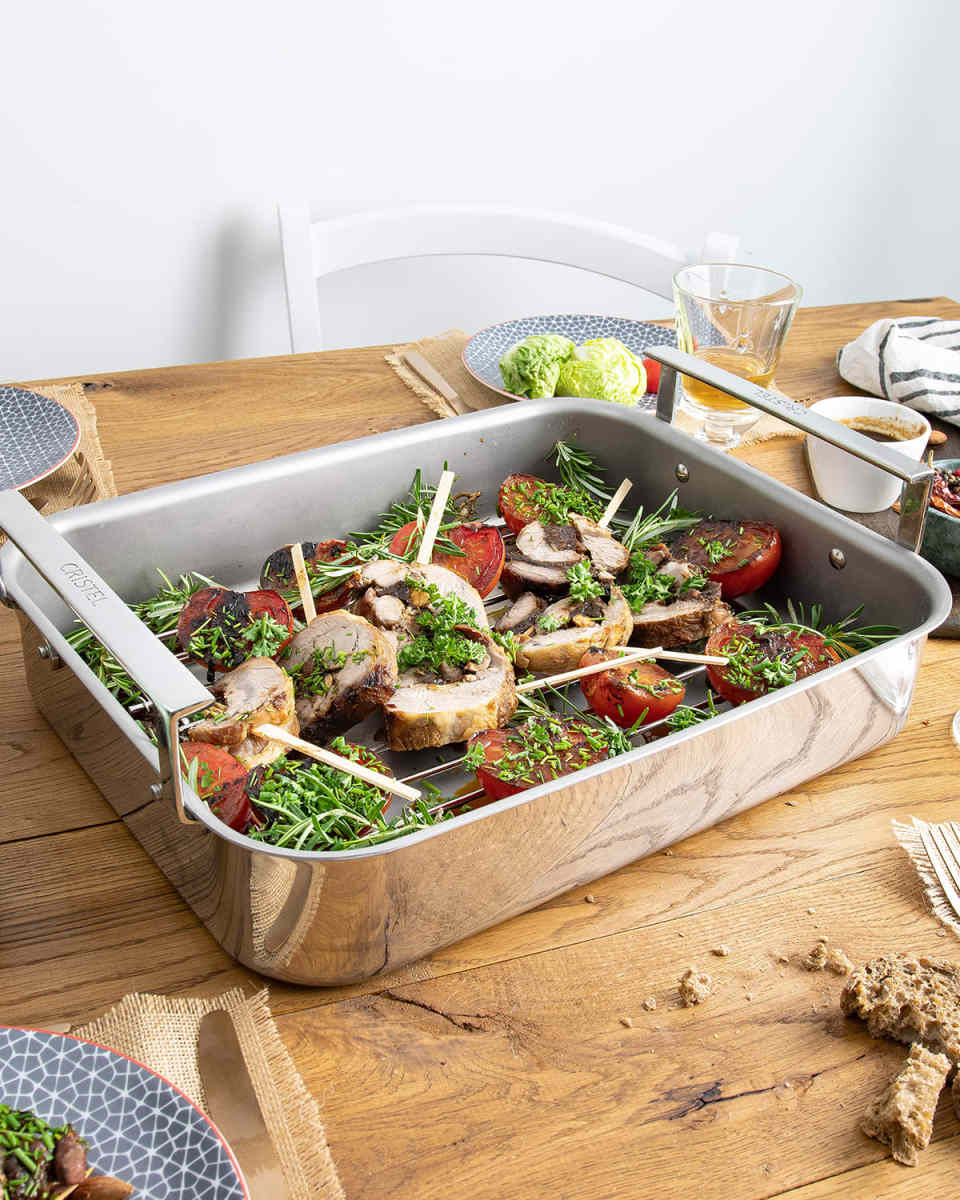 3-Ply Stainless Steel Roaster with Thermometer